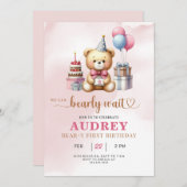 バーリーウェイテディベア誕生日 招待状 (正面/裏面)