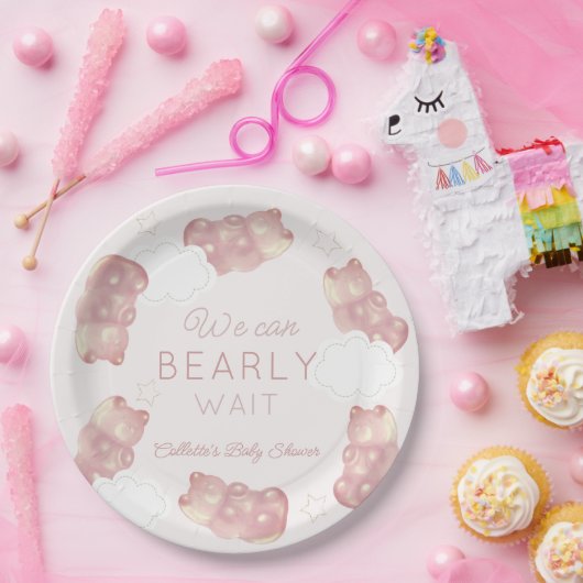 バーリーウェイピンクグミベア女の子ベビーシャワー ペーパープレート (パーティー)