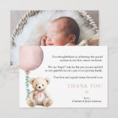 バーリーウェイピンクテディベアベビーサンキューカード サンキューカード (正面/裏面)