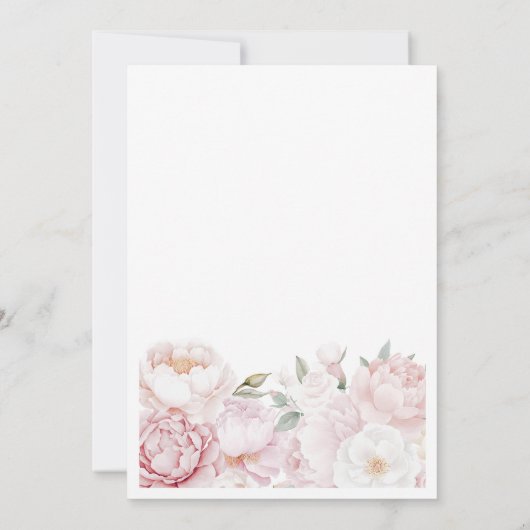 バーリーウェイピンクテディ&花模様ガールベビーシャワー 招待状 (裏面)