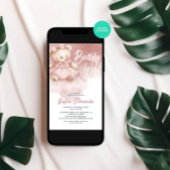 バーリーウェイピンクパステルテディベアーベビーシャワー 招待状