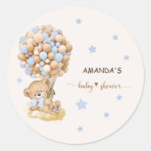 バーリーウェイブルーベアヴィンテージベビーシャワー ラウンドシール (正面)