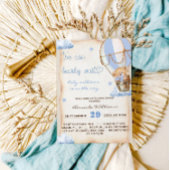 バーリーウェイブルーホットエアバルーン男の赤ちゃんシャワー 招待状