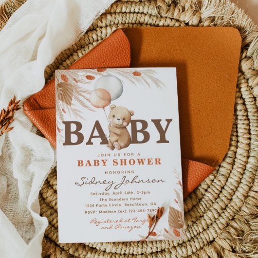 バーリーウェイベビーシャワー招待状 |ベアシャワー 招待状