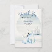 バーリーウェイポーラママベアキューブ男の赤ちゃんシャワー サンキューカード (正面)