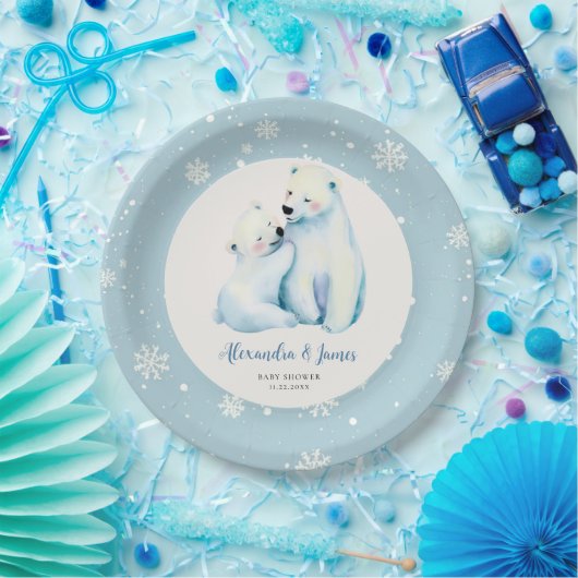 バーリーウェイポーラママベアキューブ男の赤ちゃんシャワー ペーパープレート (パーティー)