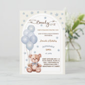 バーリーウエイトブルーヴィンテージ男の赤ちゃんシャワー 招待状 (スタンド正面)