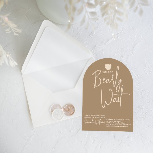 バーリーウエイミニマルトシンプルニュートラルベビーシャワー 招待状