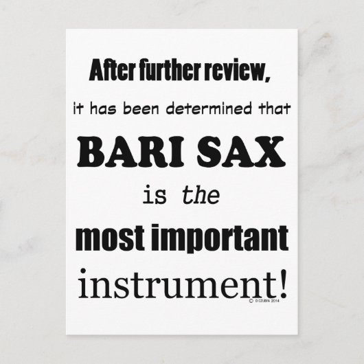バーリーサックス最も重要楽器 ポストカード (正面)