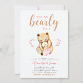 バーリーママベアーキュブウッドランドベビーガールシャワー 招待状 (正面)
