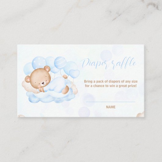 バーリー待ち男の赤ちゃんシャワーおむつラッフルカード エンクロージャーカード (正面)