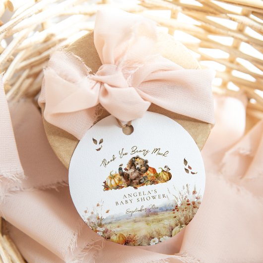 バーリー待ち秋ウッドランド水彩赤ちゃんシャワー フェイバータグ