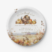 バーリー待ち秋ウッドランド水彩赤ちゃんシャワー ペーパープレート (正面)