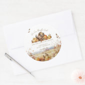 バーリー待ち秋ウッドランド水彩赤ちゃんシャワー ラウンドシール (封筒)