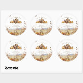 バーリー待ち秋ウッドランド水彩赤ちゃんシャワー ラウンドシール (シート)