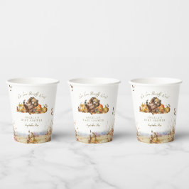 バーリー待ち秋ウッドランド水彩赤ちゃんシャワー 紙コップ