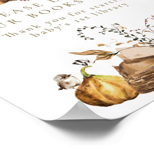 バーリー待ち秋ウッドランド赤ちゃんシャワーギフトブック ポスター (角)