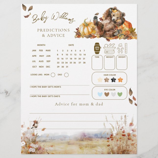 バーリー待ち秋ウッドランド赤ちゃんシャワーゲーム (正面)