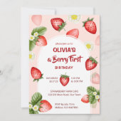 バーリー ファースト ストロベリー 誕生日パーティー テンプレート (正面)