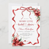 バーリー メリー リトル クリスマス フローラル ブライダル シャワー 招待状 (正面)