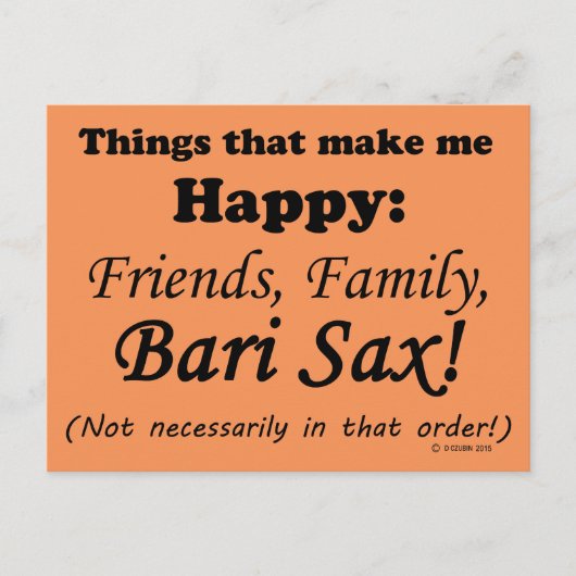 バーリ・サックスが私を幸せにする ポストカード (正面)