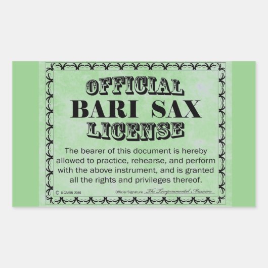 バーリSAXライセンス矩形ステッカー 長方形シール (正面)