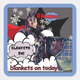 バール毛布オン漫画馬 スクエアシール