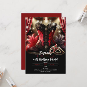 バーレスクの羽根とブスティエ グラマラスな誕生日パーティー 招待状