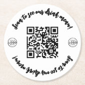 バーレストランメニューロゴはこちらQRコード ラウンドペーパーコースター (正面)