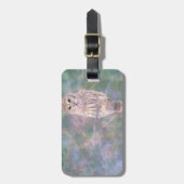 バーレッドフクロウパステルデジタルオイルペインティング ラゲッジタグ (正面縦)