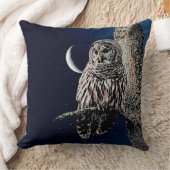 バーレッドフクロウ三日月夜空 クッション (ブランケット)