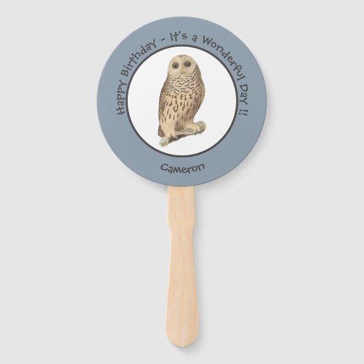 バーレッドフクロウ – 誕生日またはその他のパーティーをテーマにしたイベント ハンドファン (裏面)