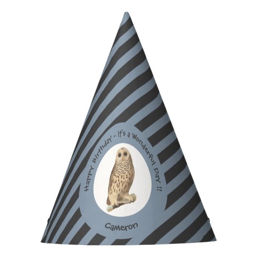 バーレッドフクロウ – 誕生日またはその他のパーティーをテーマにしたイベント パーティーハット (正面)