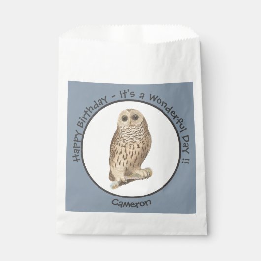 バーレッドフクロウ – 誕生日またはその他のパーティーをテーマにしたイベント フェイバーバッグ (正面)