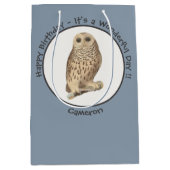 バーレッドフクロウ – 誕生日またはその他のパーティーをテーマにしたイベント ミディアムペーパーバッグ (正面)