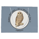 バーレッドフクロウ – 誕生日またはその他のパーティーをテーマにしたイベント ラージペーパーバッグ (裏面)