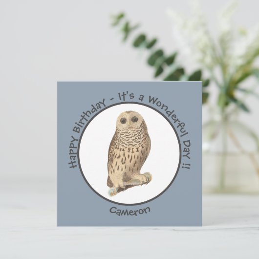 バーレッドフクロウ – 誕生日またはその他のパーティーをテーマにしたイベント 招待状 (スタンド正面)