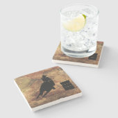 バーレルレーシングガールシルエットのテクスチグランジャ ストーンコースター (横)