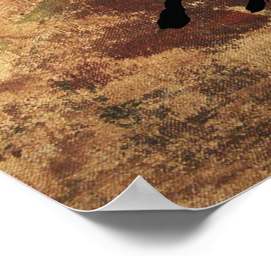 バーレルレーシングガールシルエットのテクスチグランジャ ポスター (角)