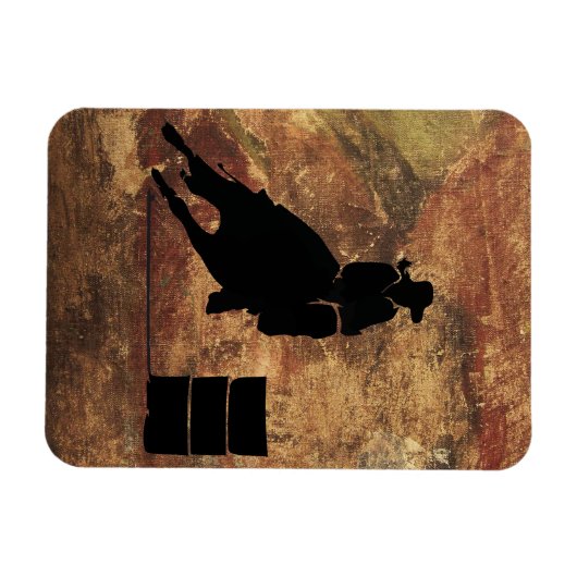 バーレルレーシングガールシルエットのテクスチグランジャ マグネット (横)