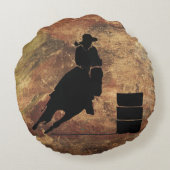 バーレルレーシングガールシルエットのテクスチグランジャ ラウンドクッション (裏面)