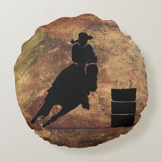 バーレルレーシングガールシルエットのテクスチグランジャ ラウンドクッション (裏面)