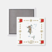 バーレーンの地図+フラッグマグネット マグネット (正面/裏面)