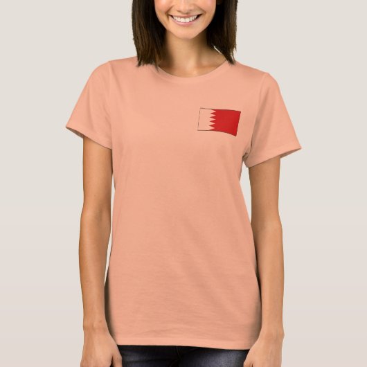 バーレーンの旗と地図のTシャツ Tシャツ (正面)