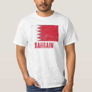 バーレーンの旗のグランジ風デザイン Tシャツ