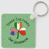 バーレーンアイリッシュアメリカフラッグスシャムロックあなたの名前 キーホルダー (裏面)