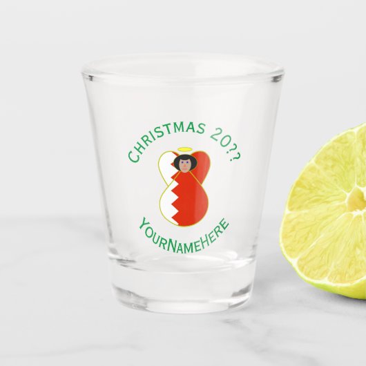 バーレーンエンジェルクリスマスパーソナライズされた国旗 ショットグラス (正面)