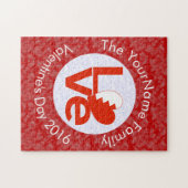 バーレーンレッドLOVE旗パーソナライズされた ジグソーパズル (横)