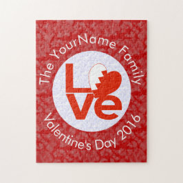 バーレーンレッドLOVE旗パーソナライズされた ジグソーパズル