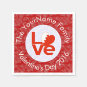 バーレーン国旗のハート赤い愛 スタンダードカクテルナプキン (正面)